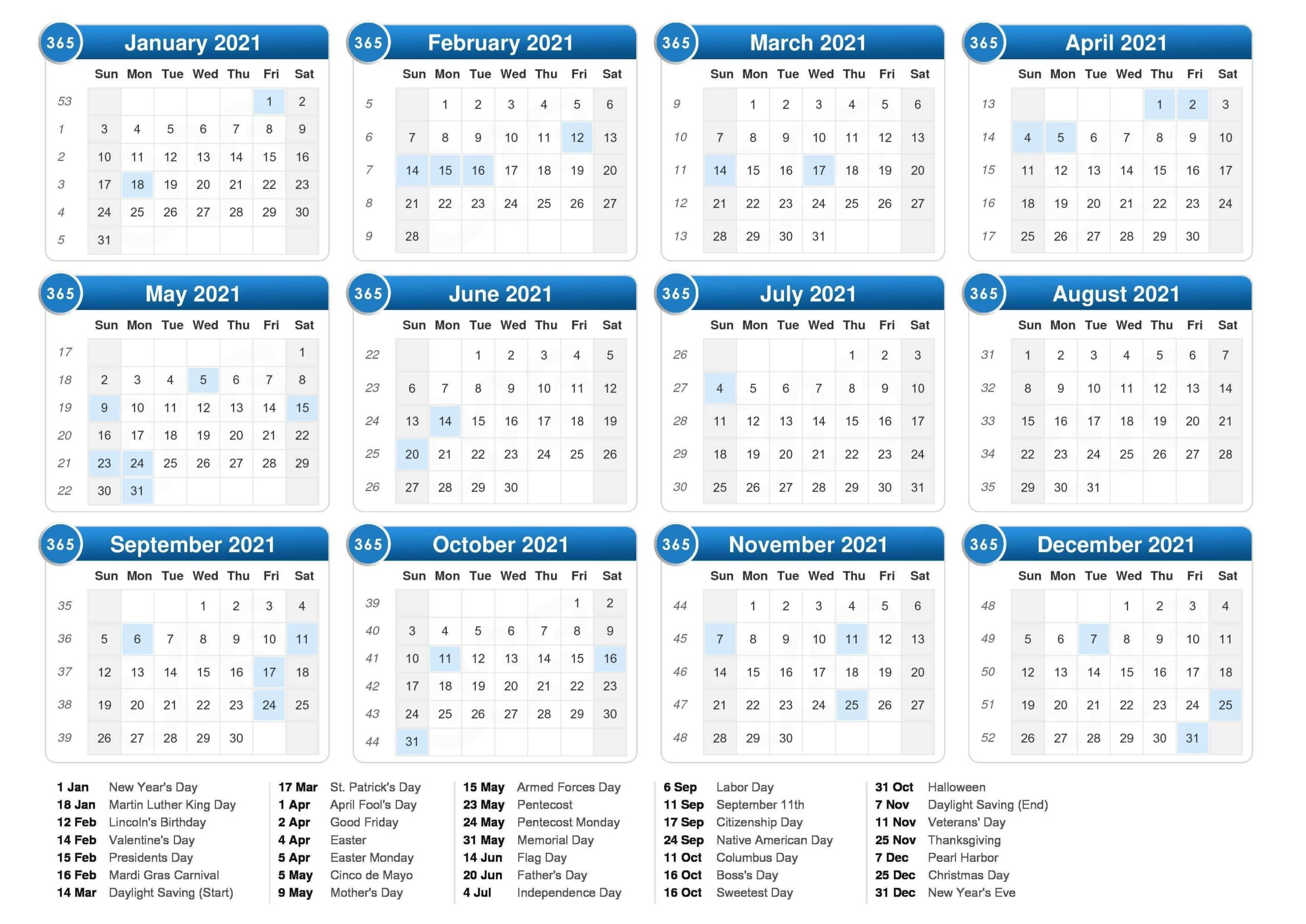 Free Yearly 12 Month Calendar One Page Template Printable-August 2021 Calendar Monday Thru Friday