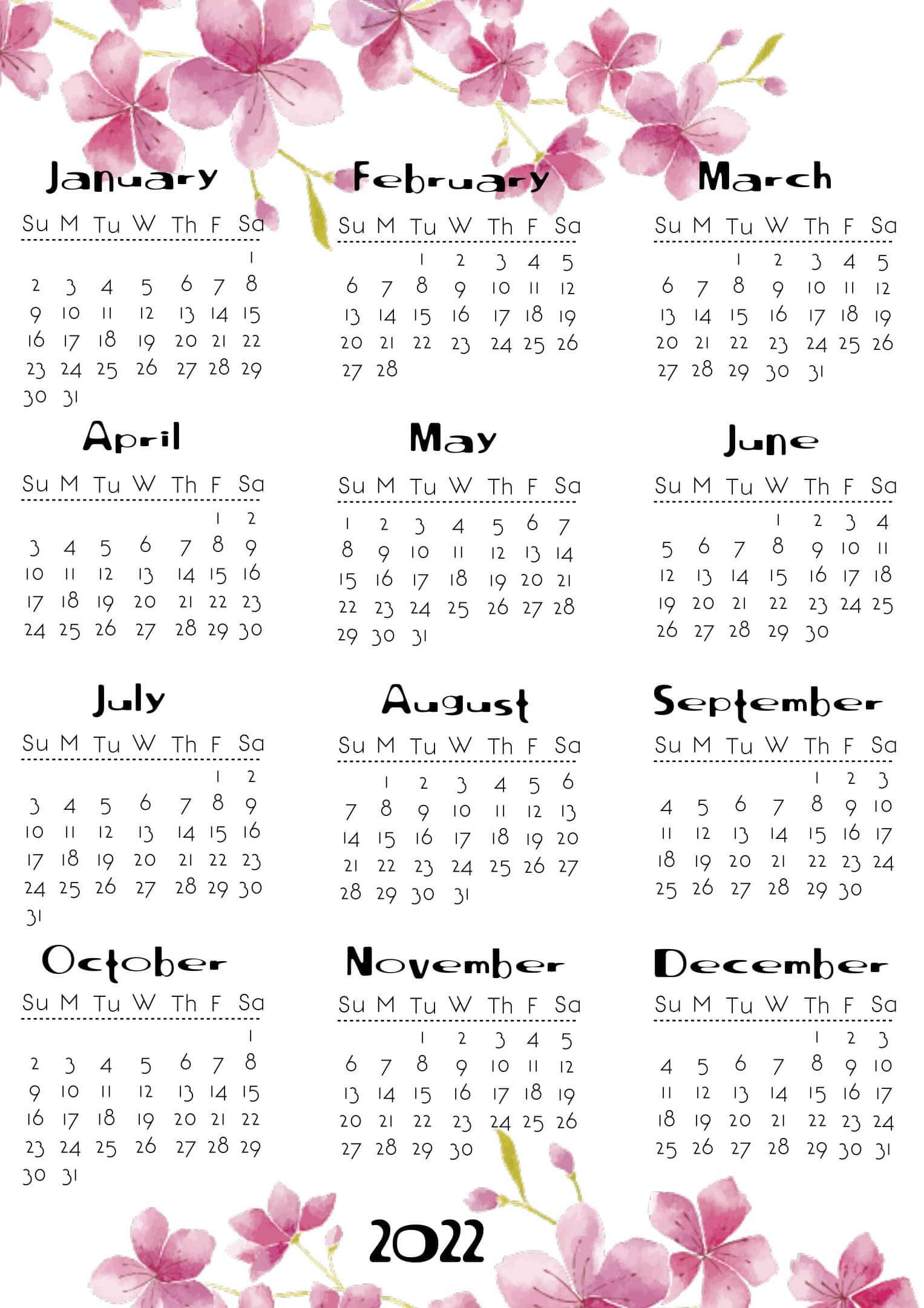 2021 Yearly Calendar Printable | Calendar Template Printable