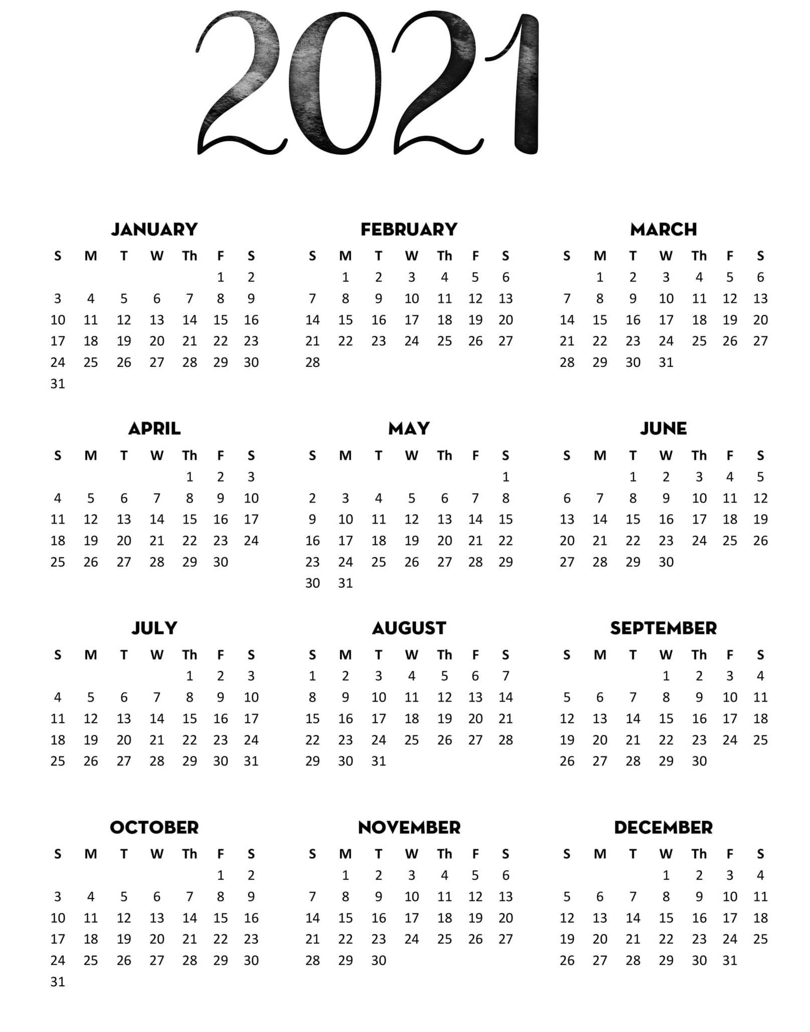 Full Year Printable Calendar 2021 With Notes | Free-Fillable Calendar 2021-2021 Year