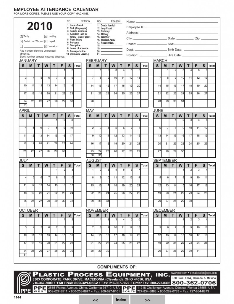 Get 2021 Employee Attendance Calendar | Best Calendar Example-Free Attendance Calendar 2021