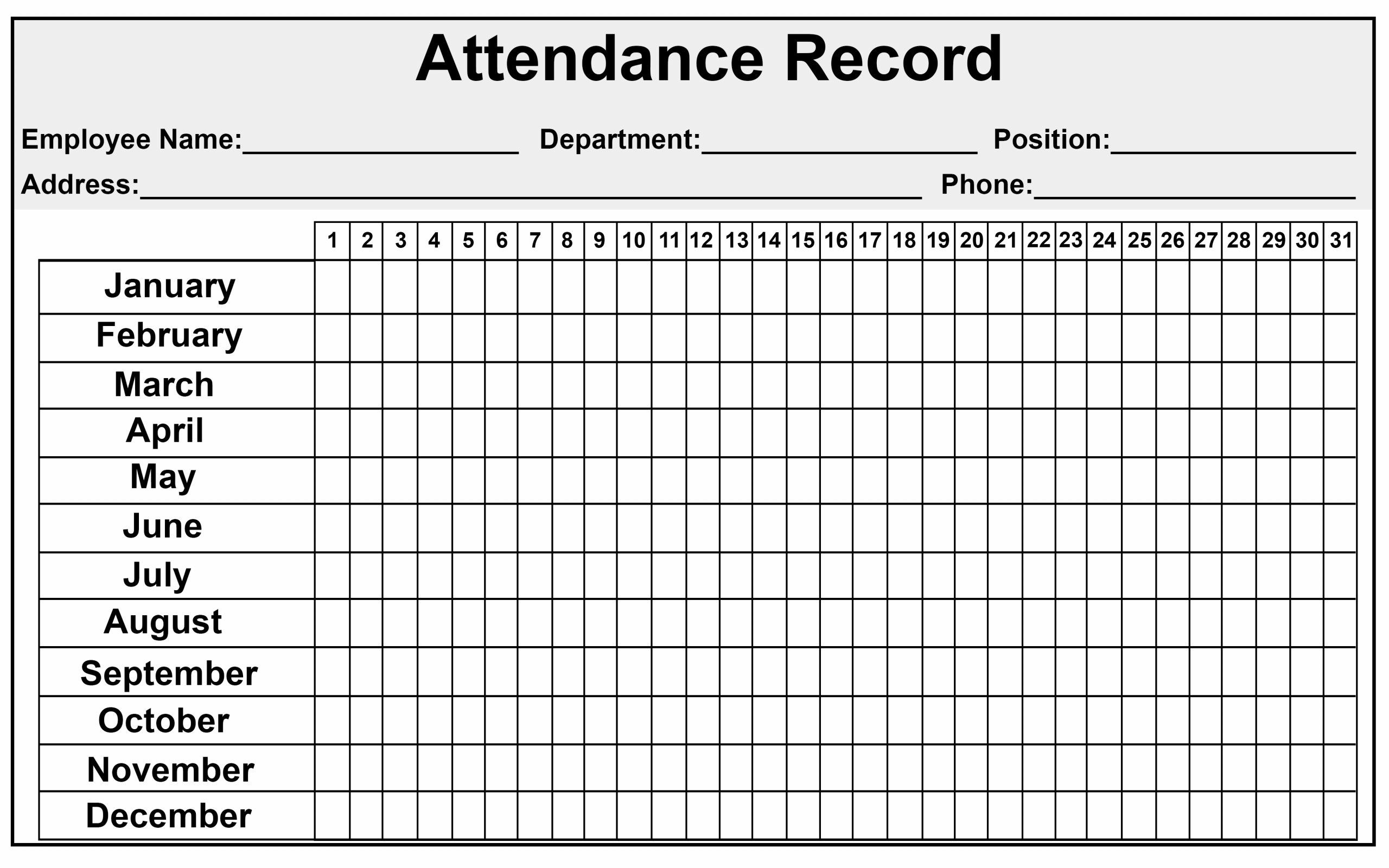 Get Employee Attendance Template 2020 | Calendar-2021 Employee Attendance Calendar Template