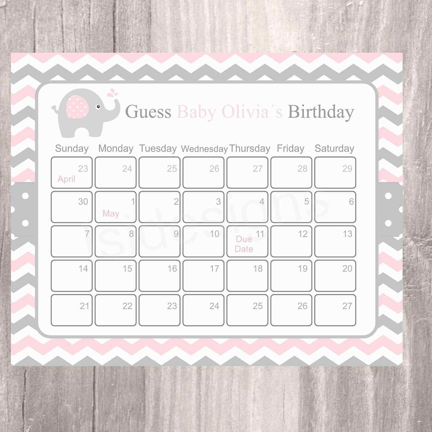 Guess The Date Baby Shower Template Word | Calendar Template 2021-August 2021 Free Printable Baby Due Date Calendar