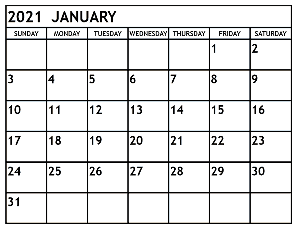 January 2021 Calendar Printable Free Monthly - Free-January February 2021 Calendar