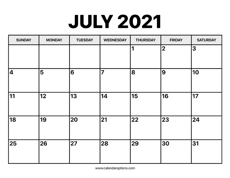 July Calendar 2021 - Calendar Options-Blank July 2021 Calendar Beta Calendar