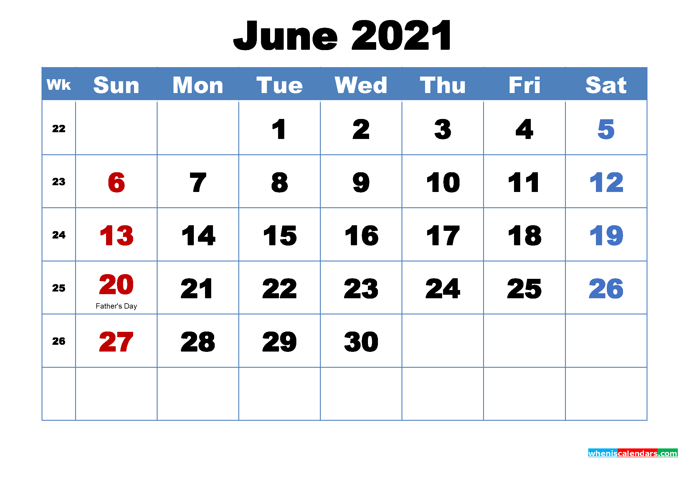 June 2021 Calendar Wallpaper Free Download-June 2021 Calendar Printable
