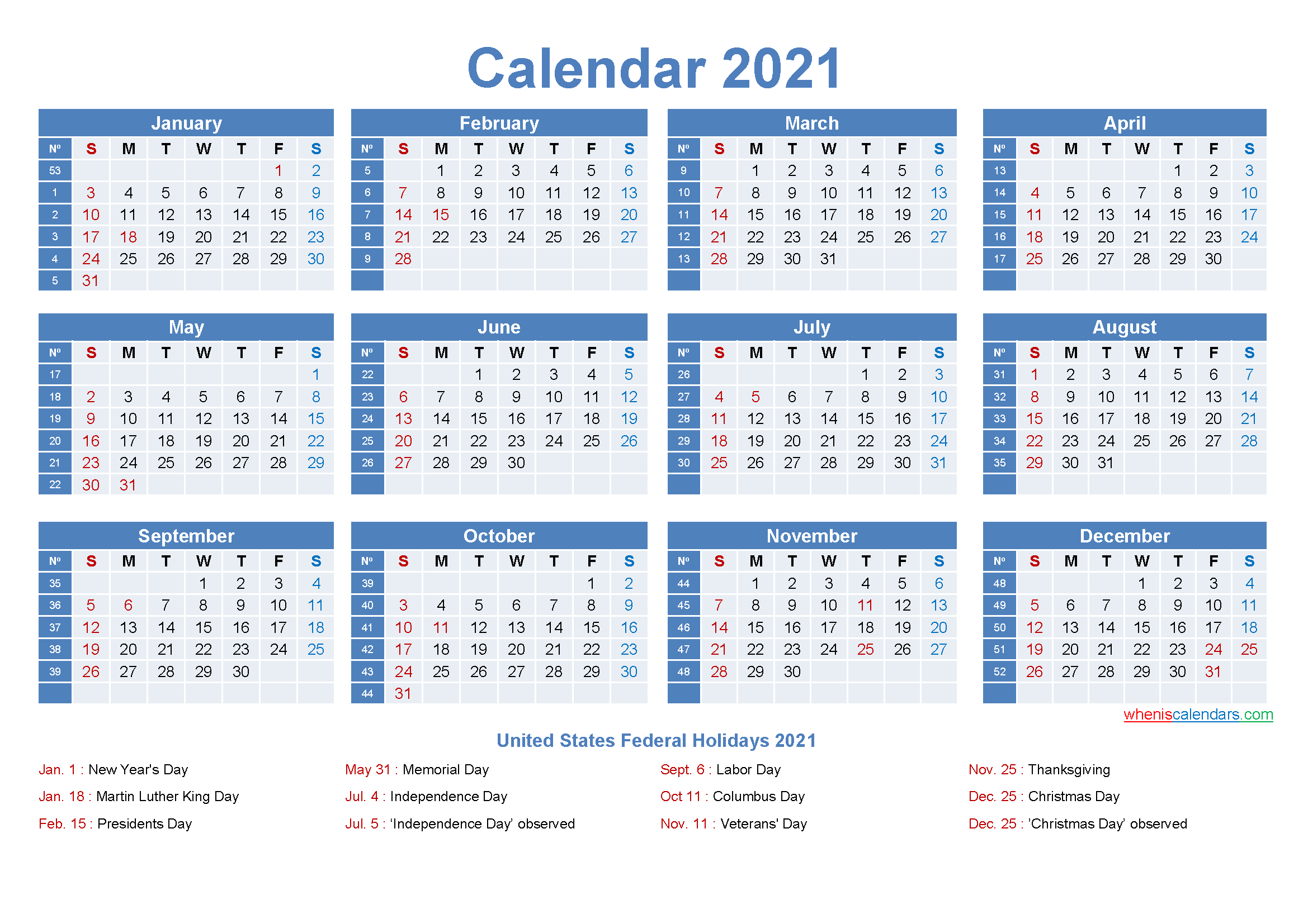 Large Desk Calendar 2021 With Holidays-2021 Calendar With Holidays Printable Free