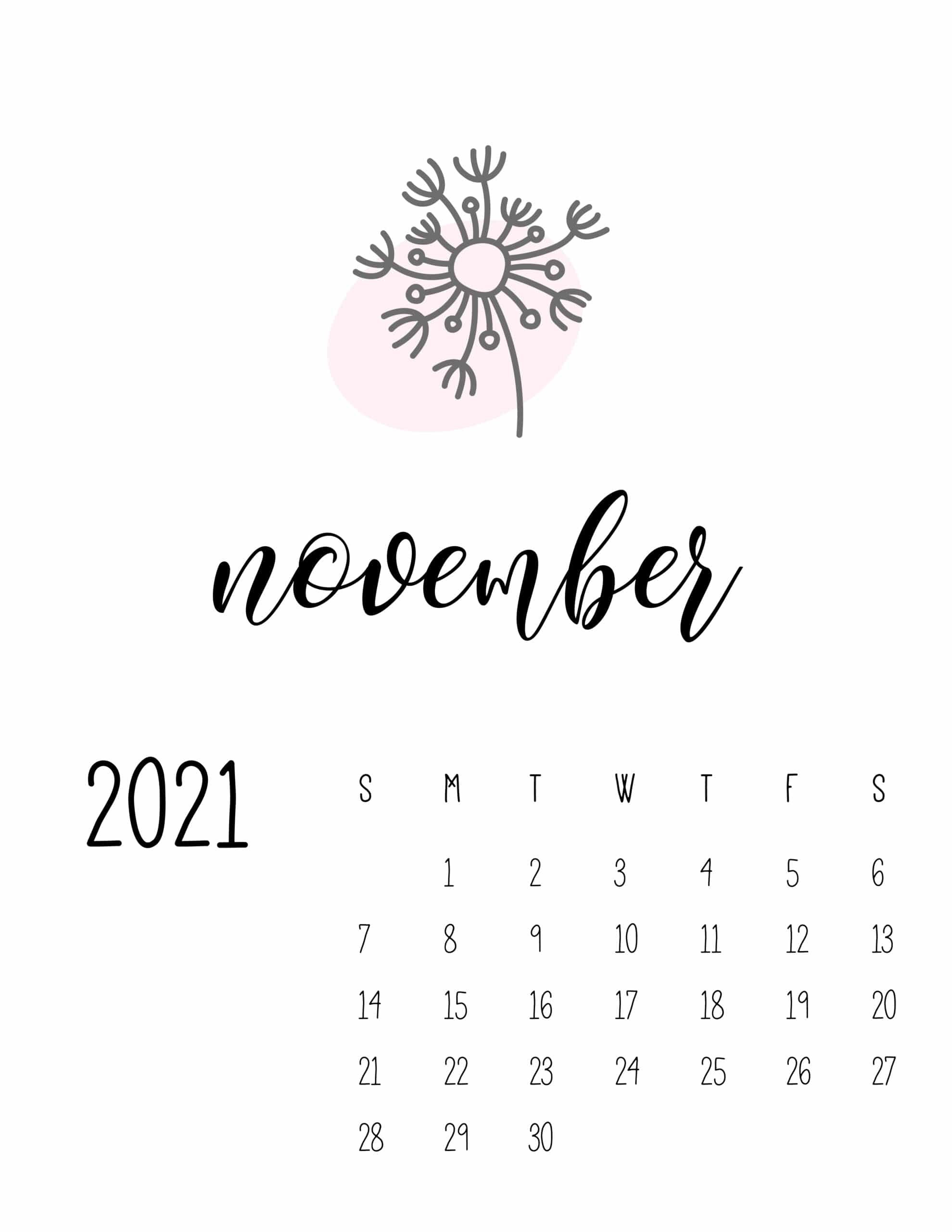 Little Botanical 2021 Calendar - World Of Printables-Free 81/2 X 11 Printable Blank Calendar November 2021