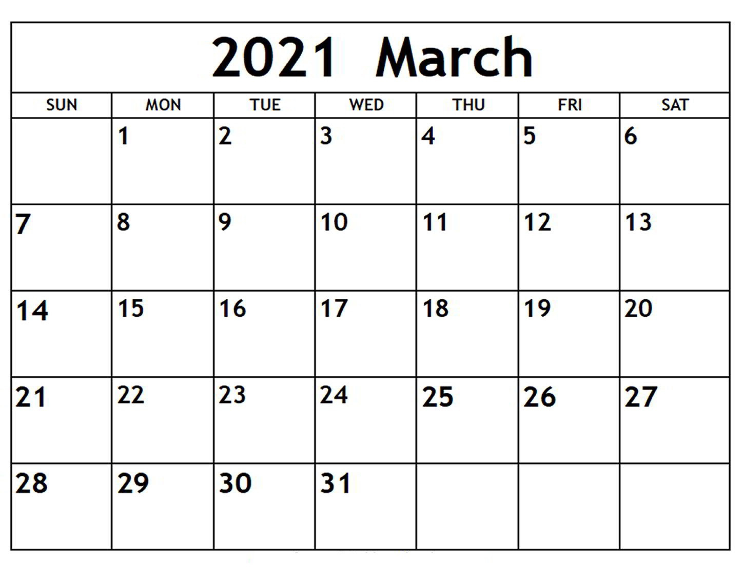 March 2021 Calendar Template With Holidays - Printable-2021 Holiday Calendar Spreadsheet
