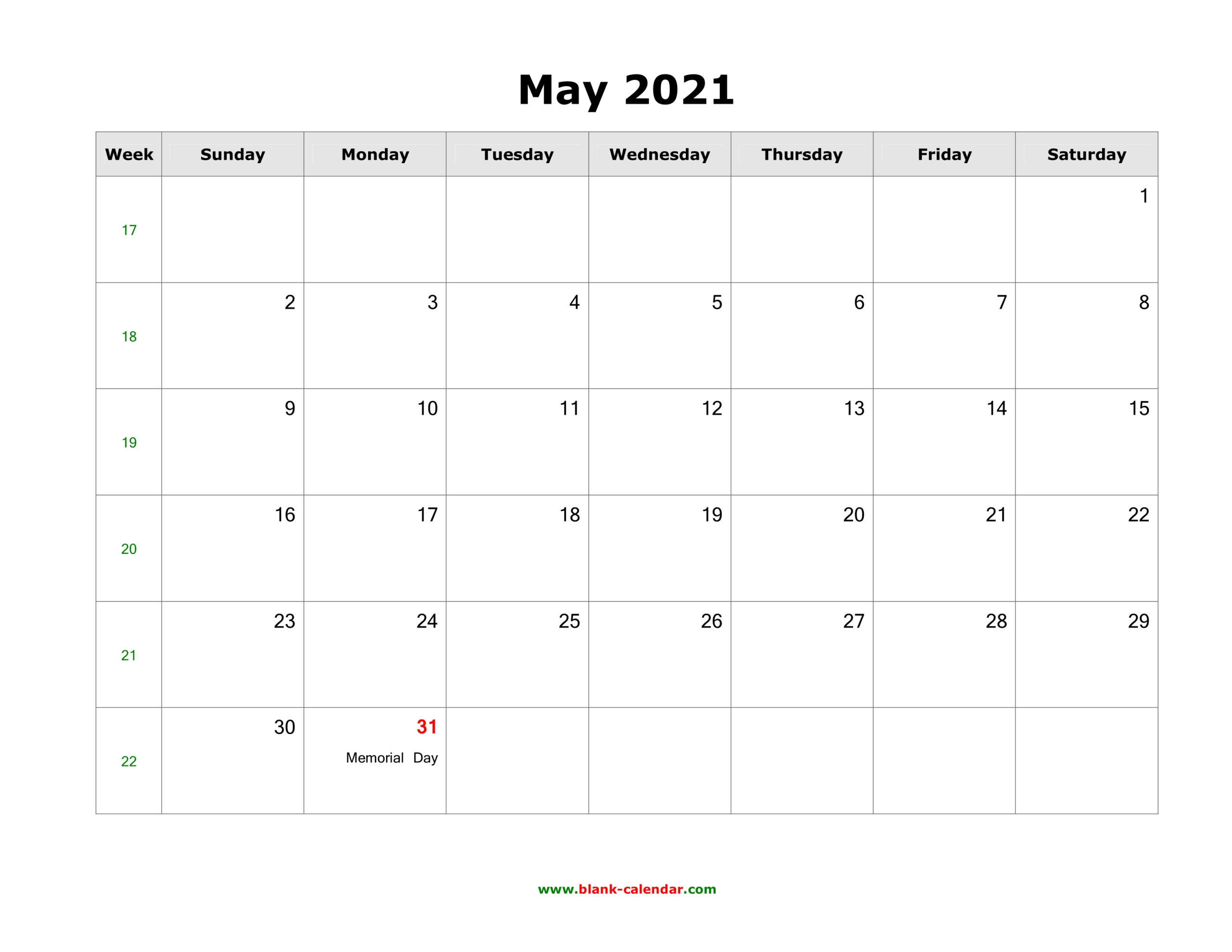May 2021 Blank Calendar | Free Download Calendar Templates-May 2021 Calendar Printable Bill