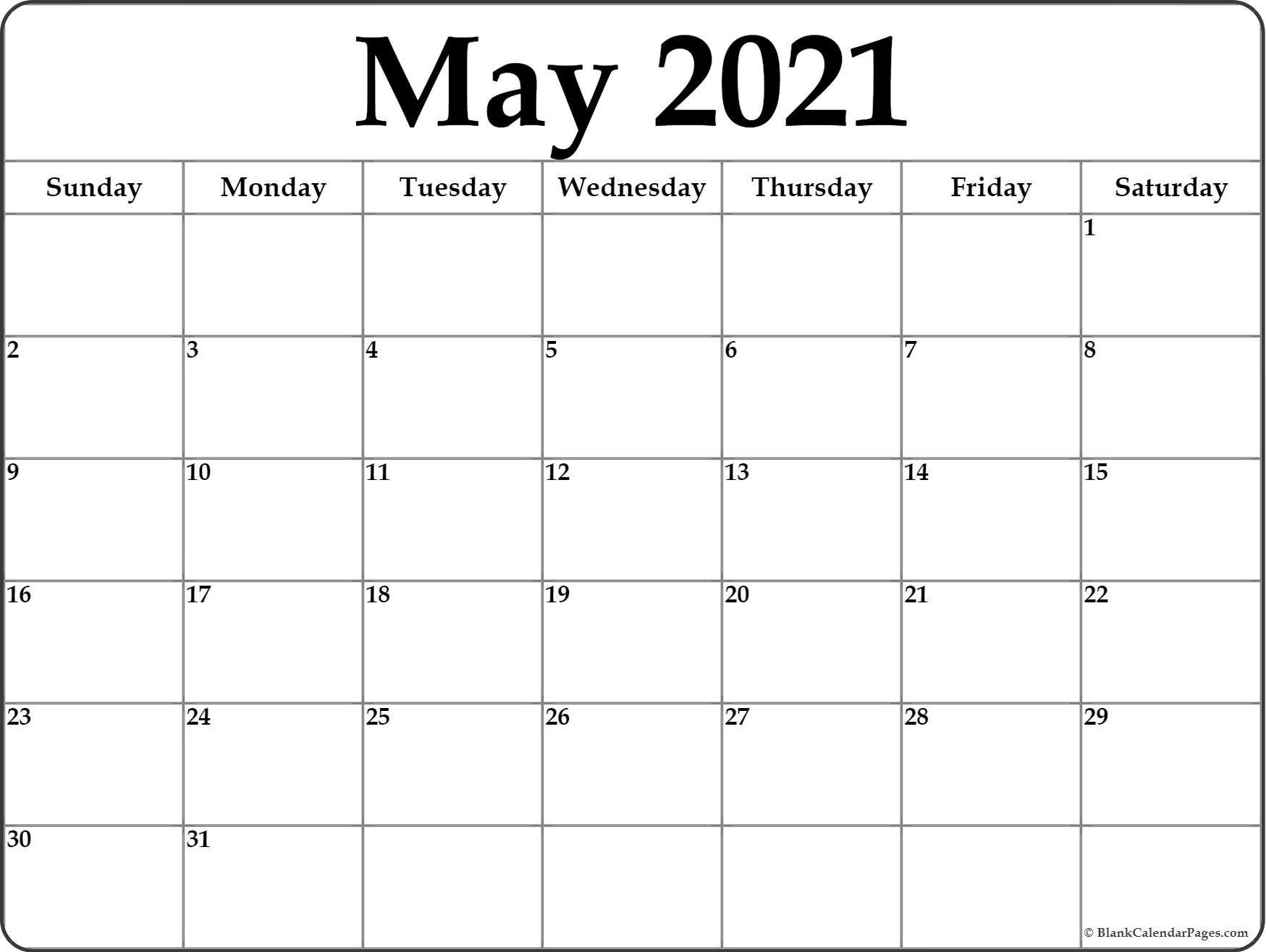 May 2021 Calendar | Free Printable Calendar Templates-Free Blank Calendar Templates 2021