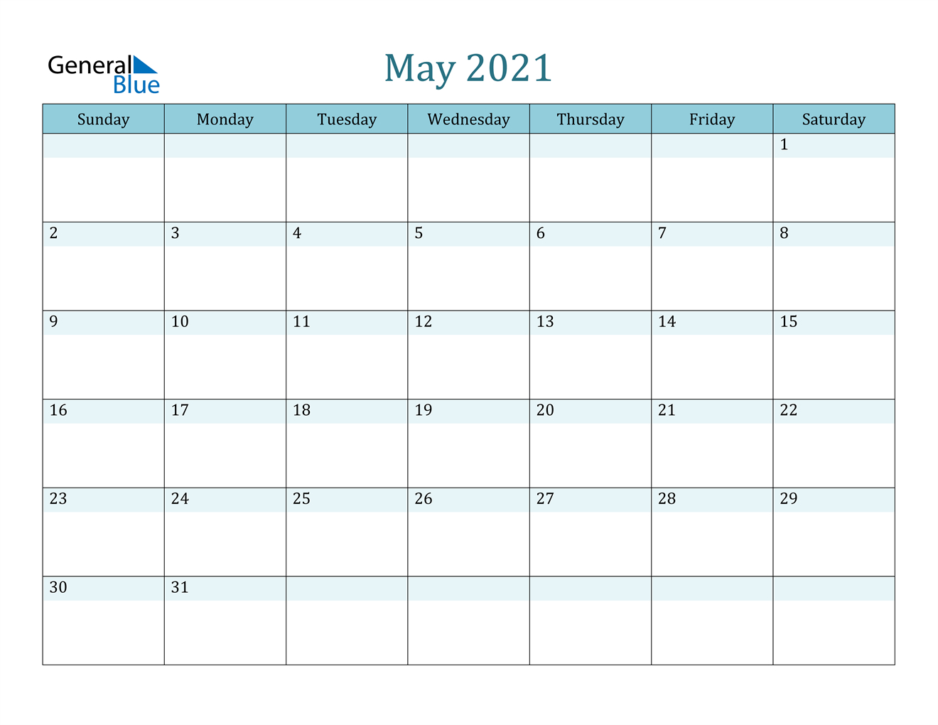 May 2021 Calendar (Pdf Word Excel)-Free Editable Calendar Template 2021 Excel