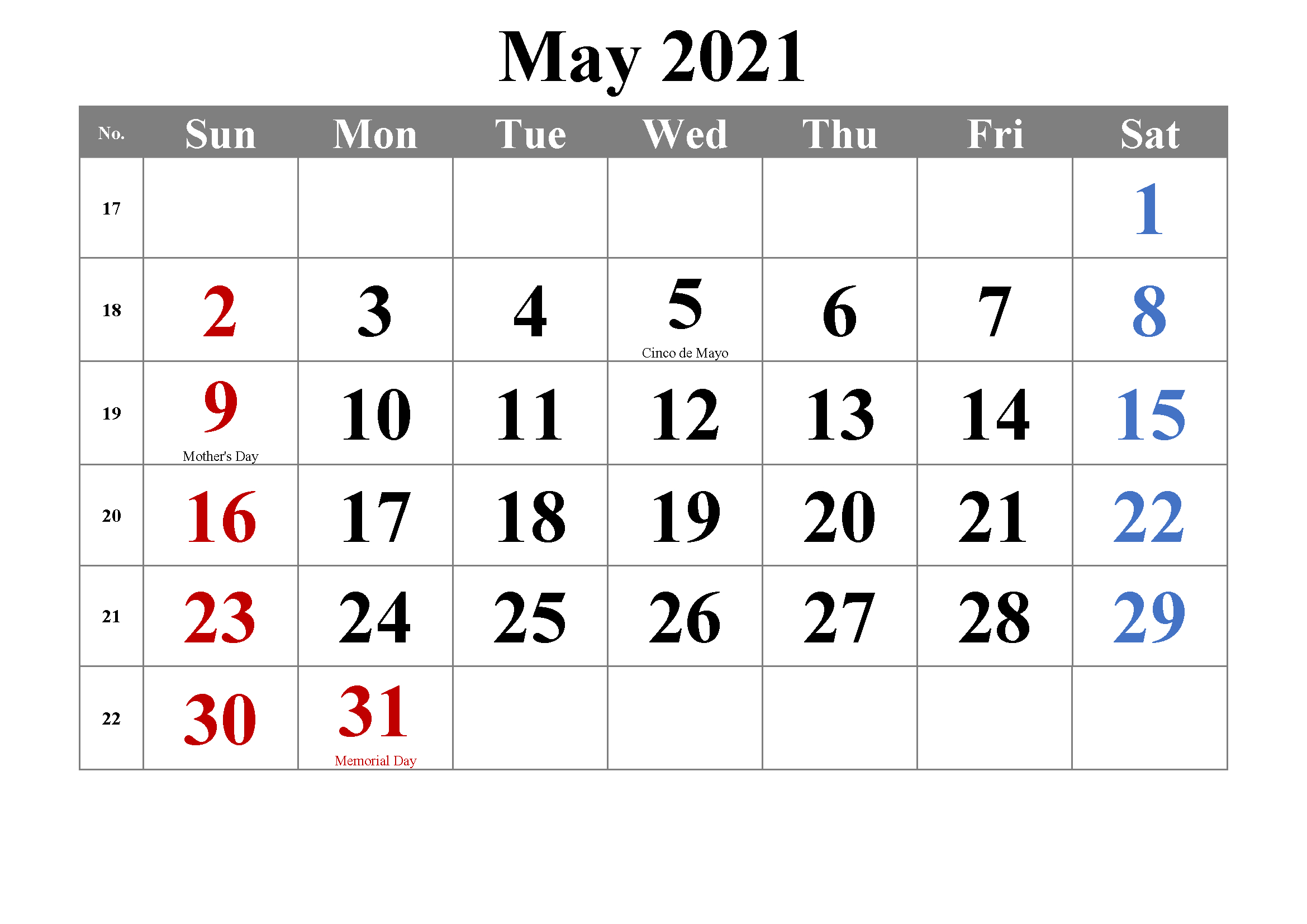 May 2021 Calendar Printable With Pdf - Thecalendarpedia-Calendar May 2021