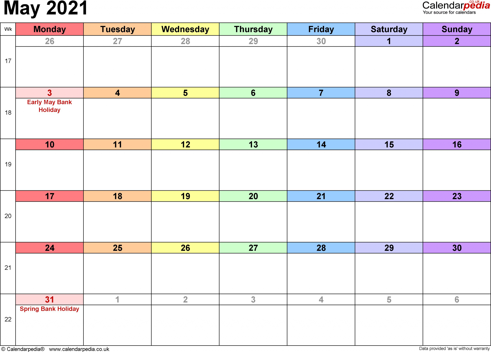 May 2021 Calendar With Holidays - Calendar 2020-Calendar May 2021