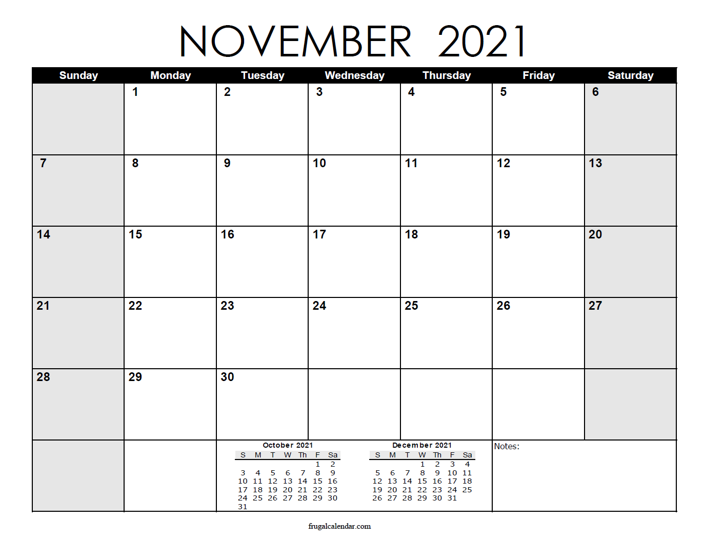 November | 2021 Calendars Printable-Printable Blank Monthly Calendar August 2021