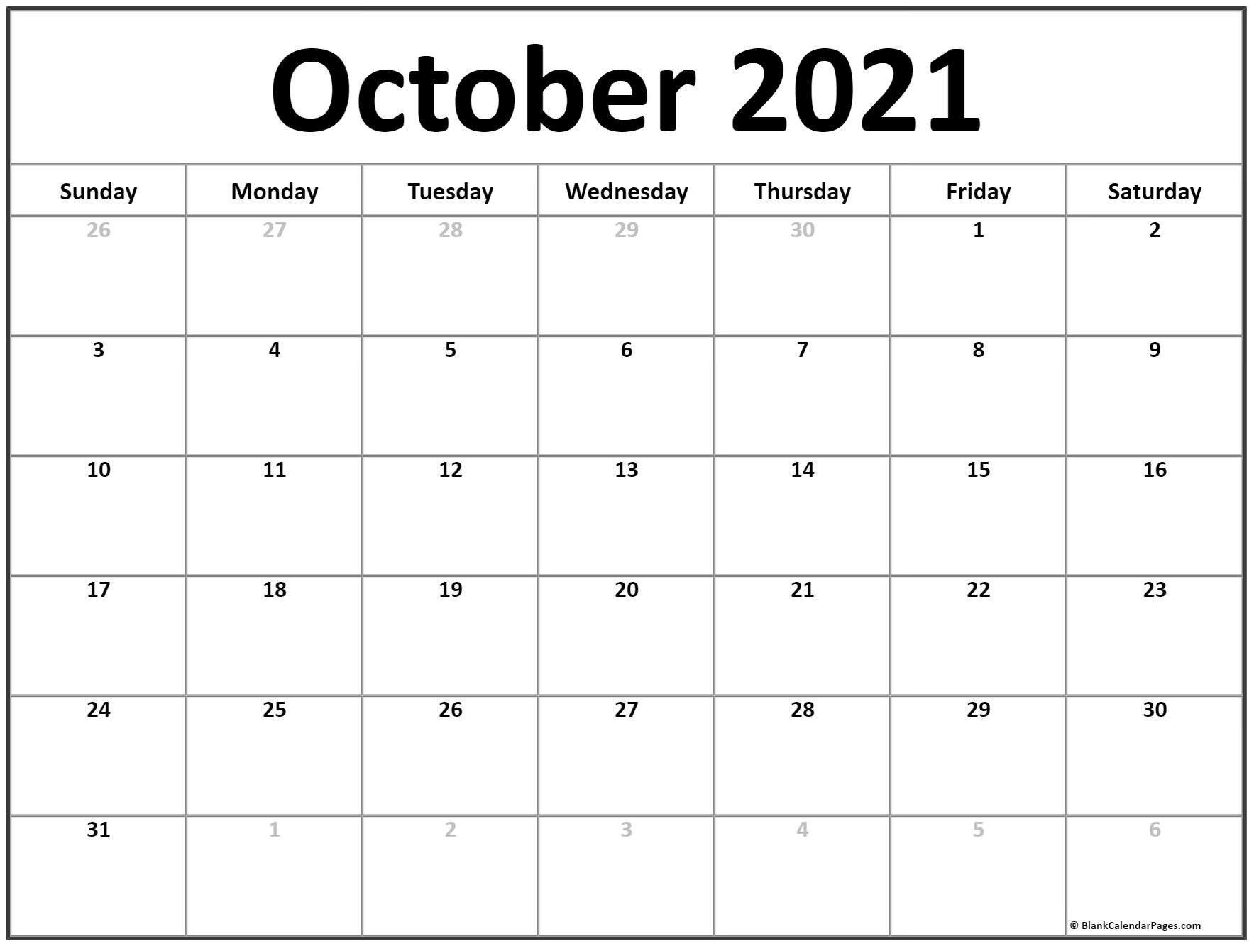 October 2021 Calendar | Free Printable Calendar Templates-Printable Bill Calendar 2021