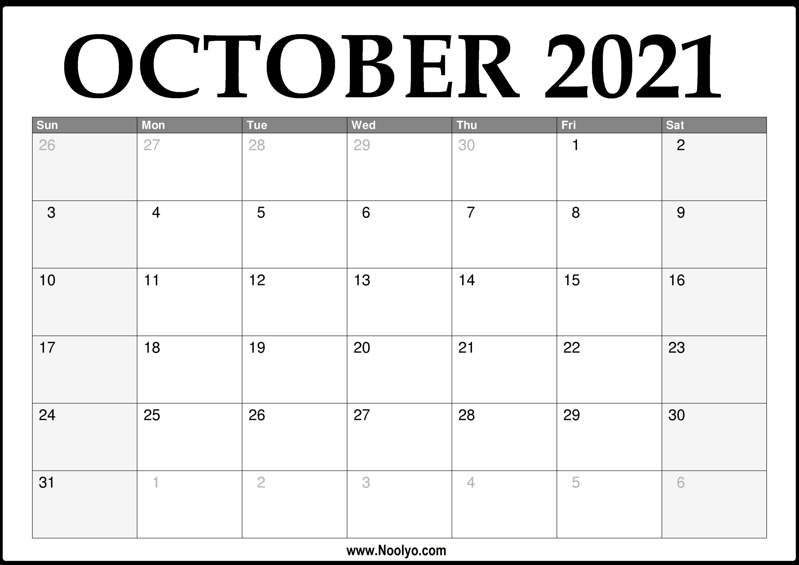 October 2021 Thru December 2021 Calendar | Calendar-2021 Monthly Calendar
