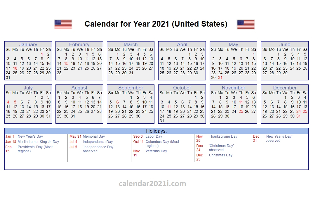 2021 Vacation Roster Trinidad Calendar Template Printable
