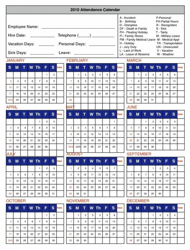 Printable 2017 Employee Attendance Calendar 2 | Excel-Employee Attendance Calendar 2021