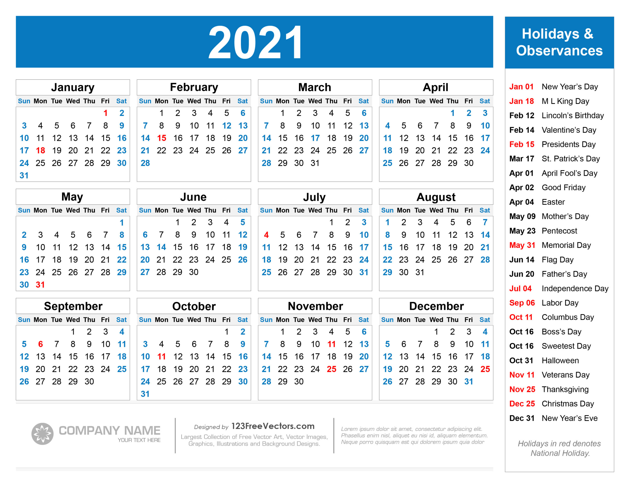 Printable 2021 And 2021 Calendar With Holidays | 2021-Printable Calendar 2021 With Major Holidays