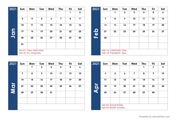 Printable 2021 Monthly Calendar Templates - Calendarlabs-Microsoft Word Calendar Monthly Templates 2021 Free Design