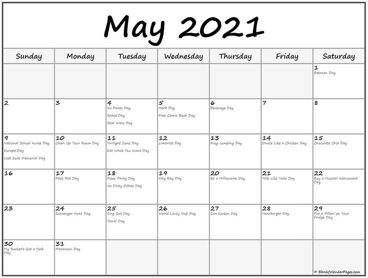 Printable Blank Calendar May 2021 | Calendar Printables-Maintenance Vacation Calender 2021