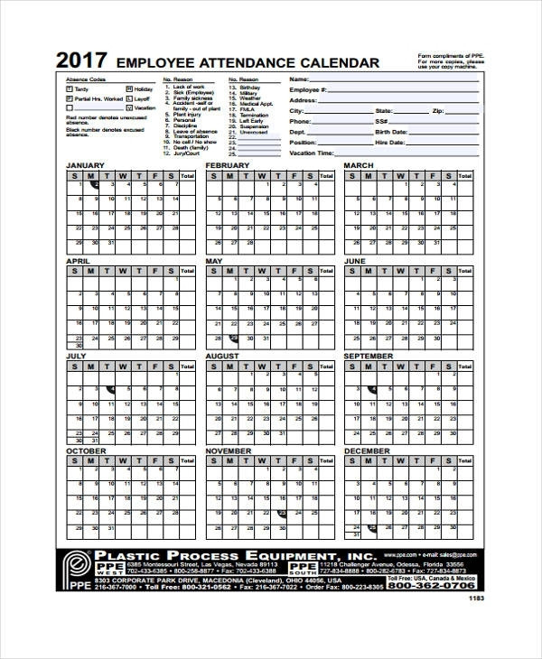 Printable Employee Time Off Tracking Calendar | Printable-Employee Attendance Calendar 2021