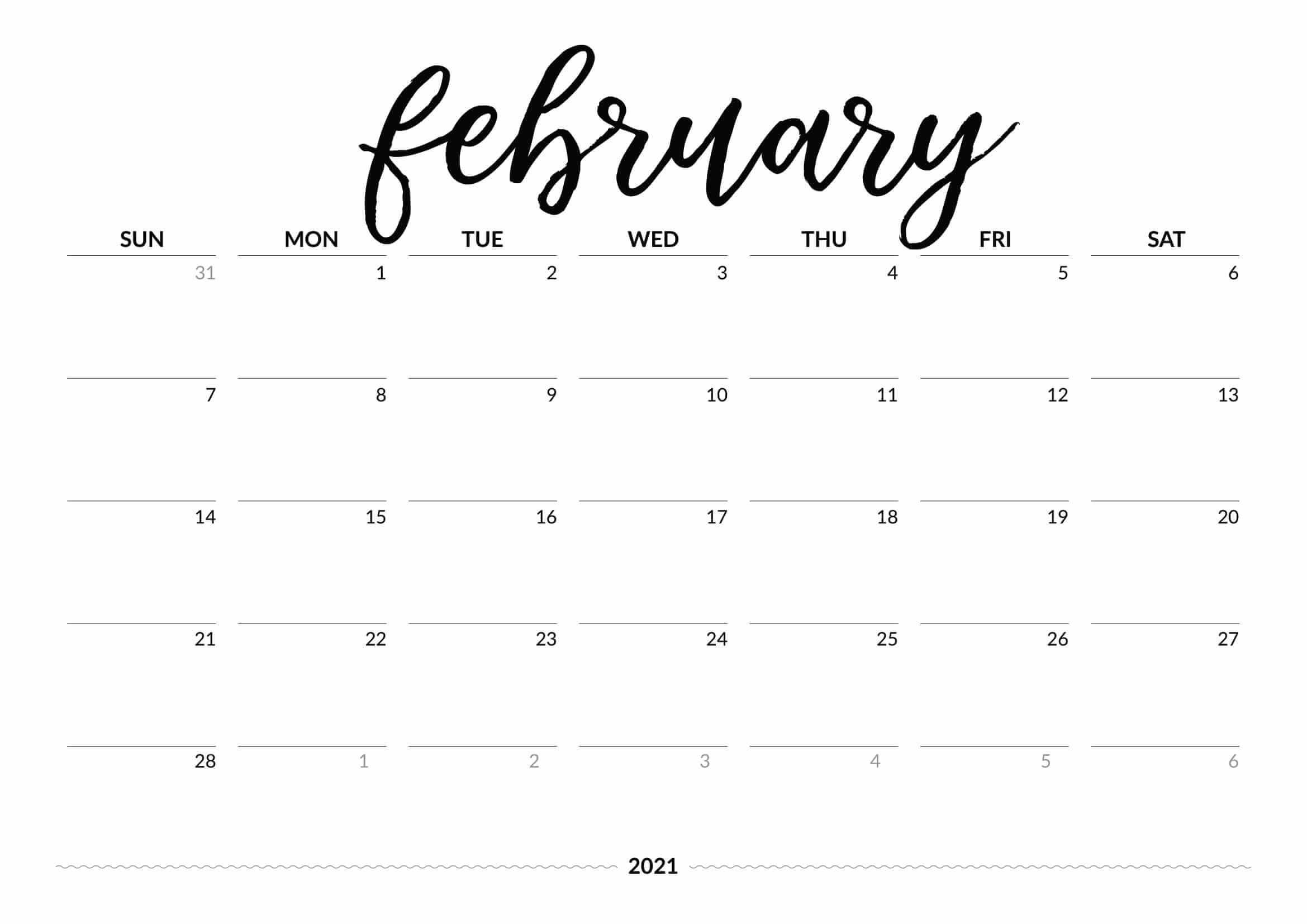 Printable February 2021 Calendar Desk &amp; Wall - Time-February 2021 Calendar