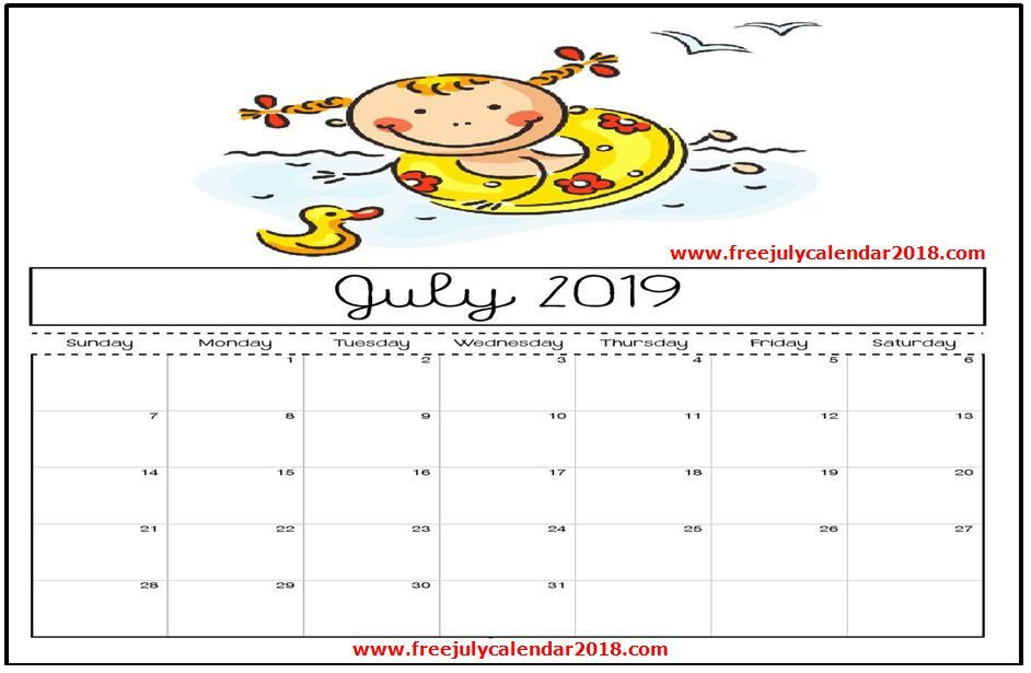 Printable July 2019 Calendar Decorative Templates For Kids (With Images) | Kids Calendar-August 2021 Free Printable Baby Due Date Calendar