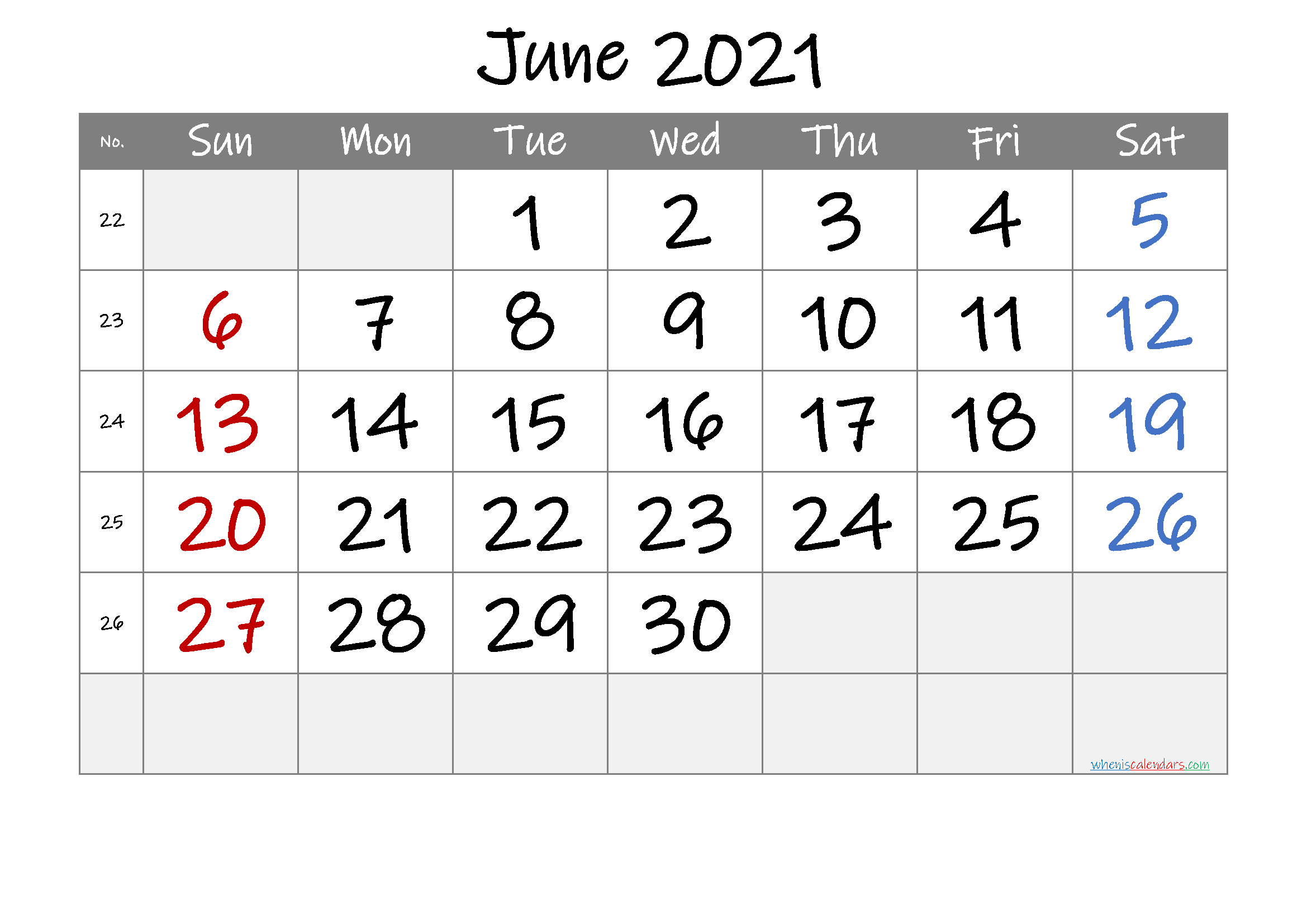 Printable June 2021 Calendar - 6 Templates-June 2021 Calendar