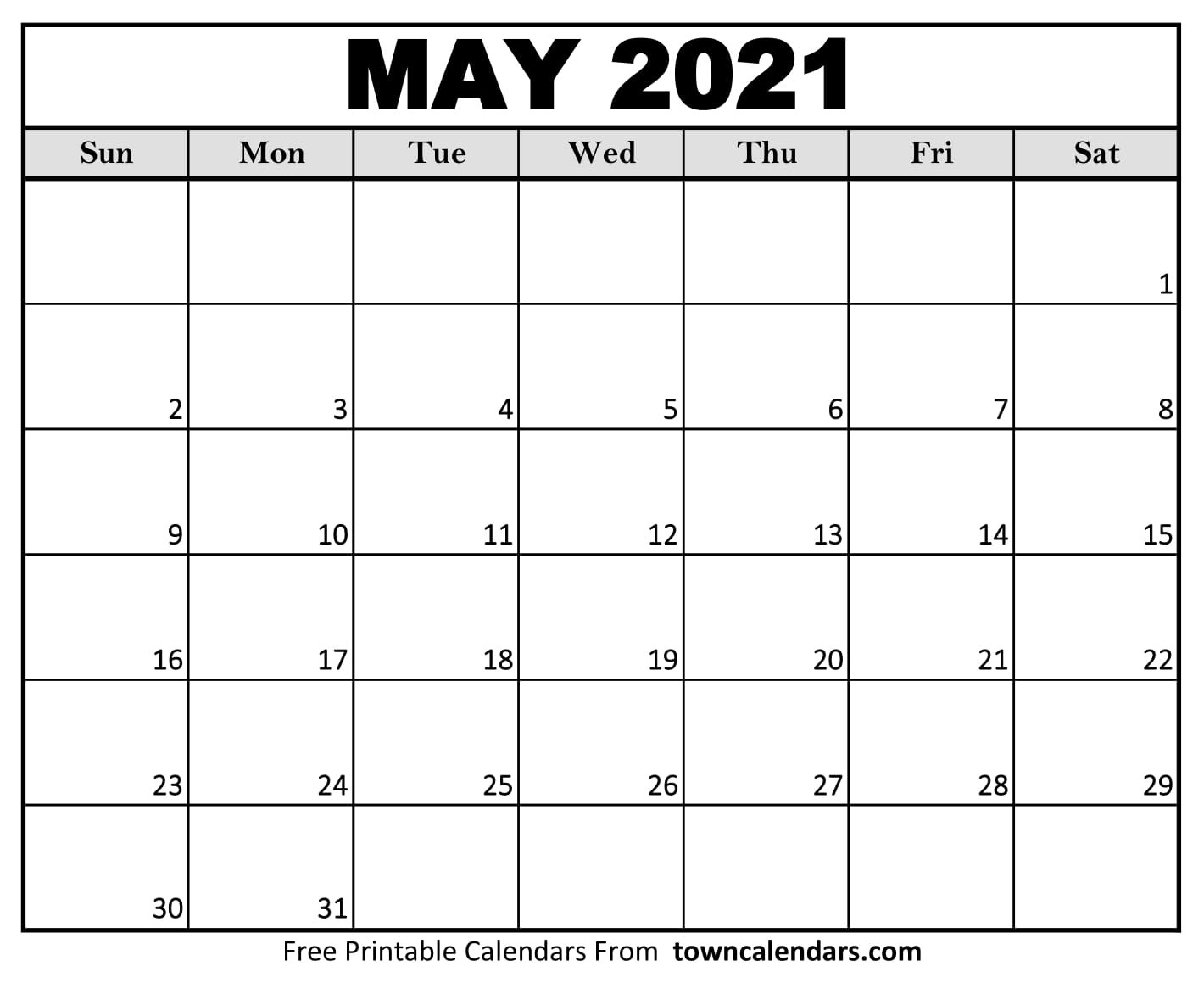 Printable May 2021 Calendar - Towncalendars-May 2021 Calendar Printable Bill