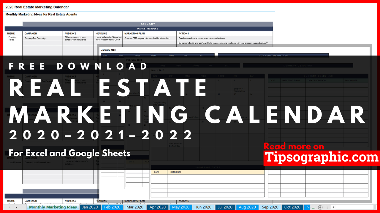 Real Estate Marketing Calendar Template For Excel, Free-Google Sheets 2021 Calendar Template