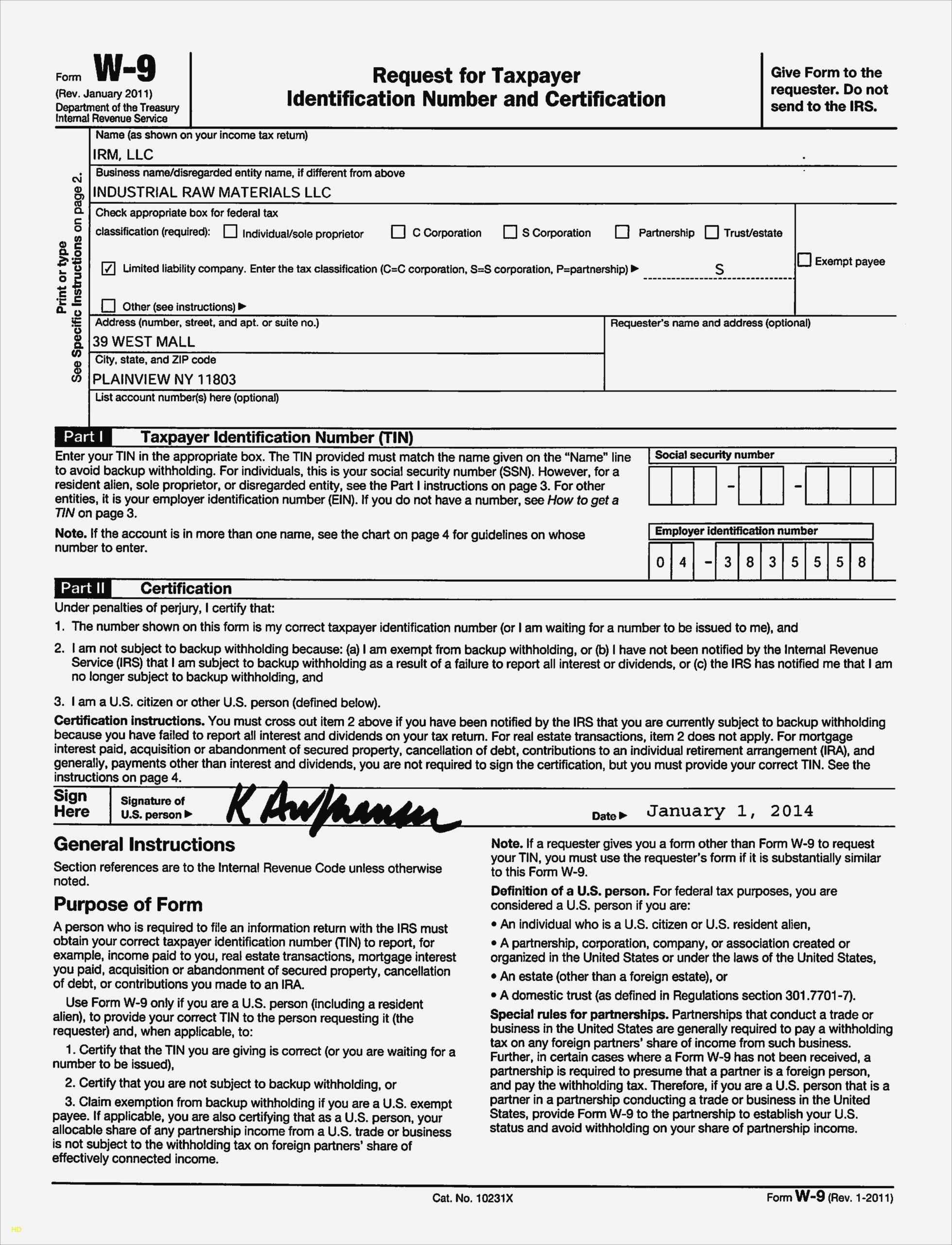 Sample W 9 Form | Example Calendar Printable-Blank Form W 9 2021