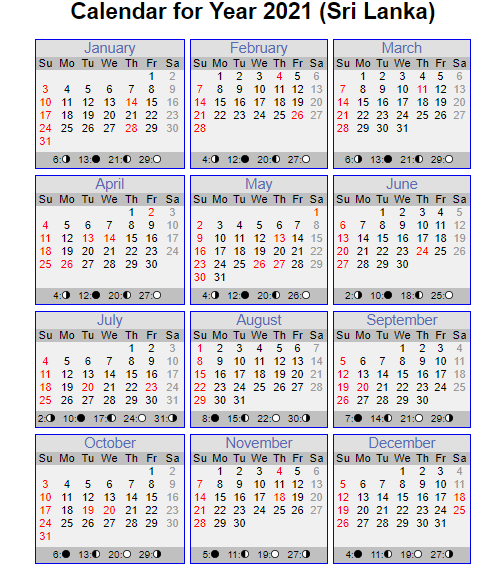 Sri Lanka Calendar 2021 With Holidays | Weekly Calendar-2021 Holidays Mercantile Sl