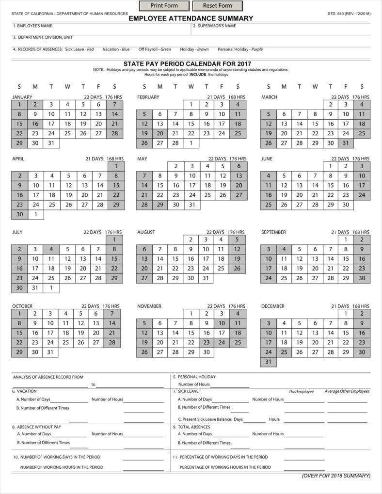 Template Absence Calender | Calendar Template 2021-Employee Attendance Calendar 2021