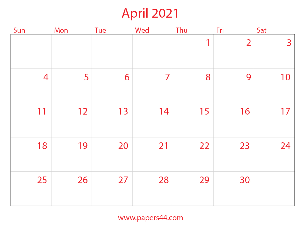 Templates For 2021 April Calendars-2021 Fill In Calendar