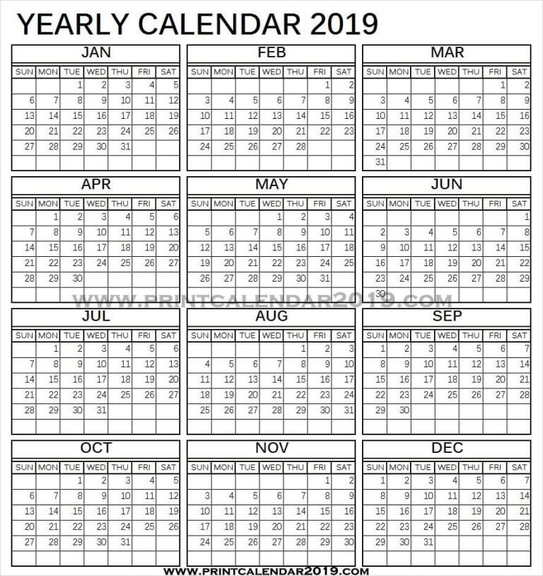 Vertical Calendar 2019 Printable | Printable Calendar-Excel 2021 Calendar Vertical List