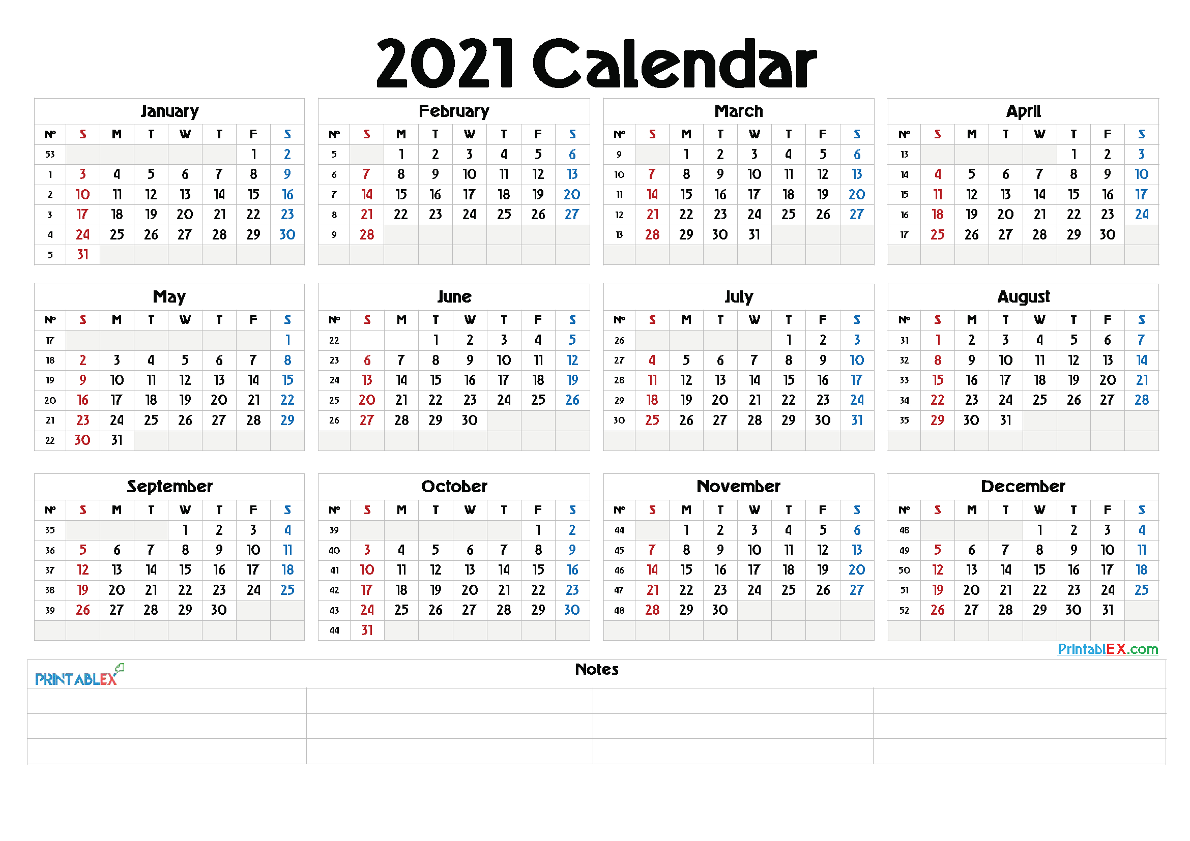 Whole Year Calendar 2021 | Printable Calendars 2021-Free Printable Month Calendar 2021