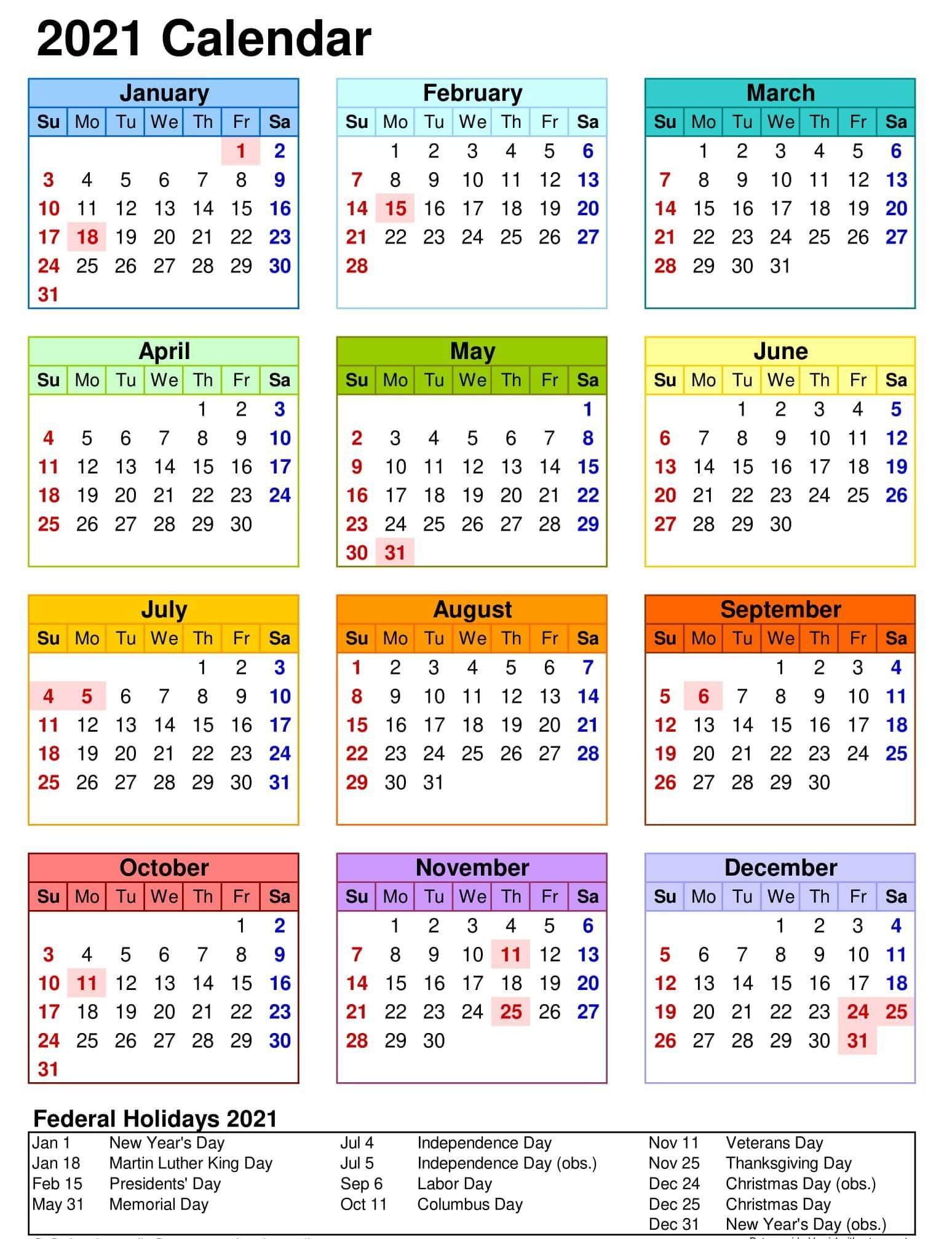 Yearly Calendar With Notes 2021 Editable Template - Set-Absentee Calendar 2021