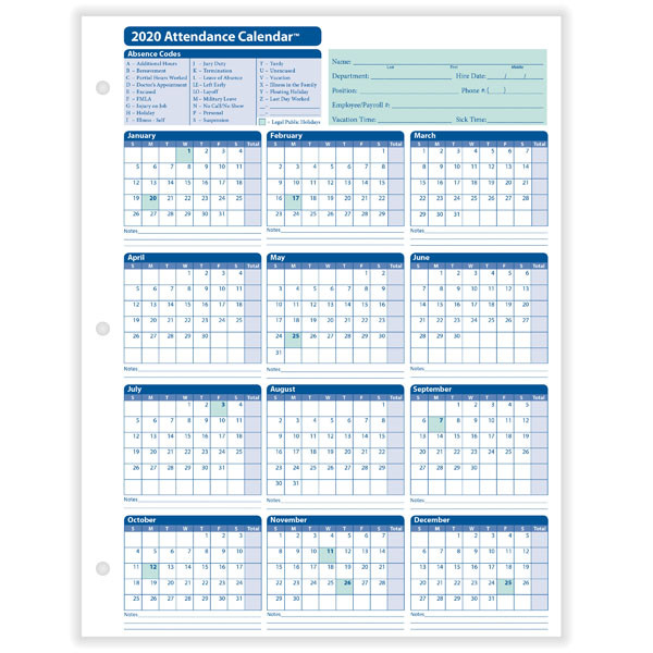Yearly Employee Attendance Calendar | Yearly Calendar-2021 Employee Vacation Calendar
