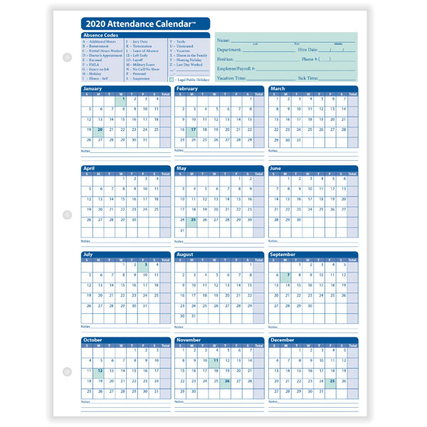 Yearly Employee Attendance Calendar | Yearly Calendar-Employee Attendance Calendar 2021