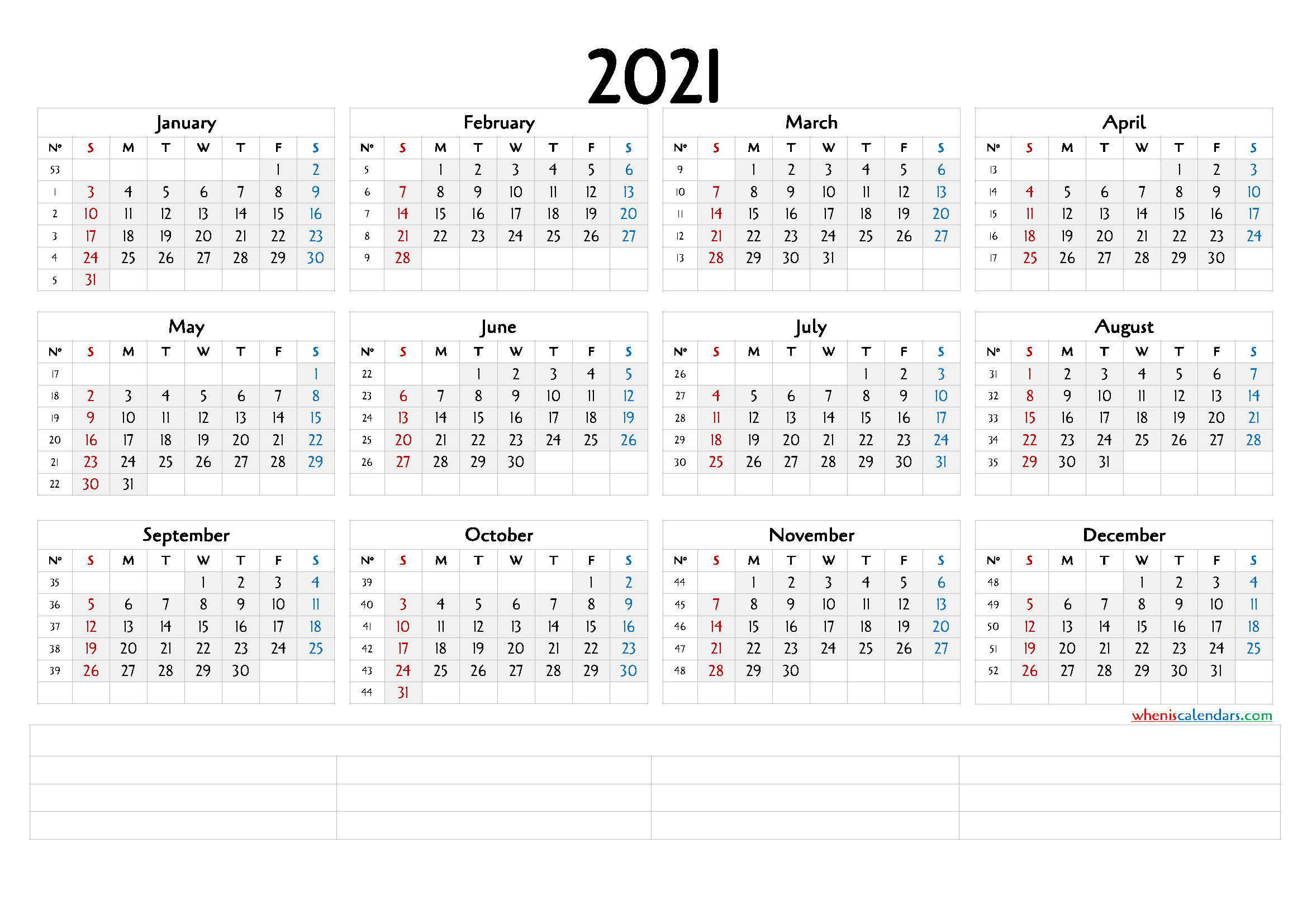 12 Month Calendar Printable 2021 (6 Templates)-2021 Free 12 Month Printable Monthly Calendar