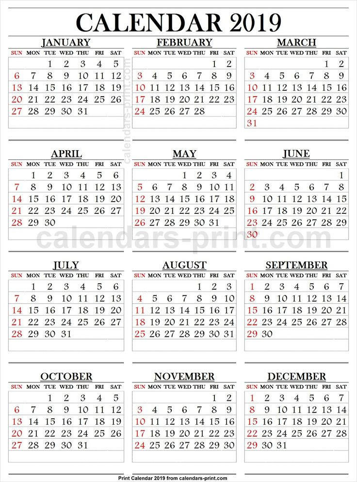 2019 Calendar Large Numbers | Calendar Template, Printable-Free Large Number Printable Calendars