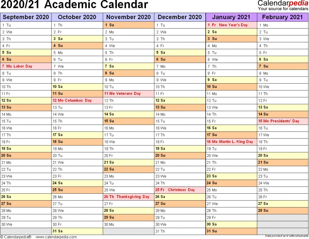 2020 2021 Academic Calendar Printable | Free Letter Templates-2021 Vacation Calendars