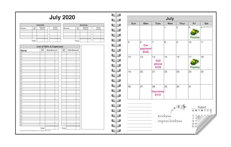 2020 2021 Budget Planner Bill Organizer Finance Book | Etsy-Bill Payment Calendar 2021