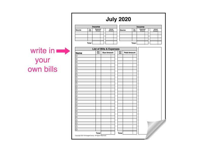 2020 2021 Budget Planner Bill Organizer Tracker Monthly | Etsy-Bill Payment Calendar 2021