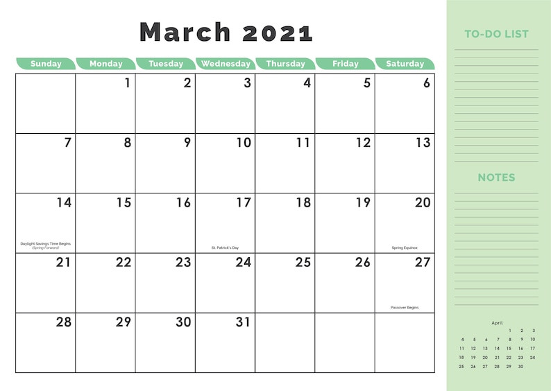 2021 12-Month Calendar Printable Instant Download | Etsy-Free Printable Large Calendar 2021 Monthly