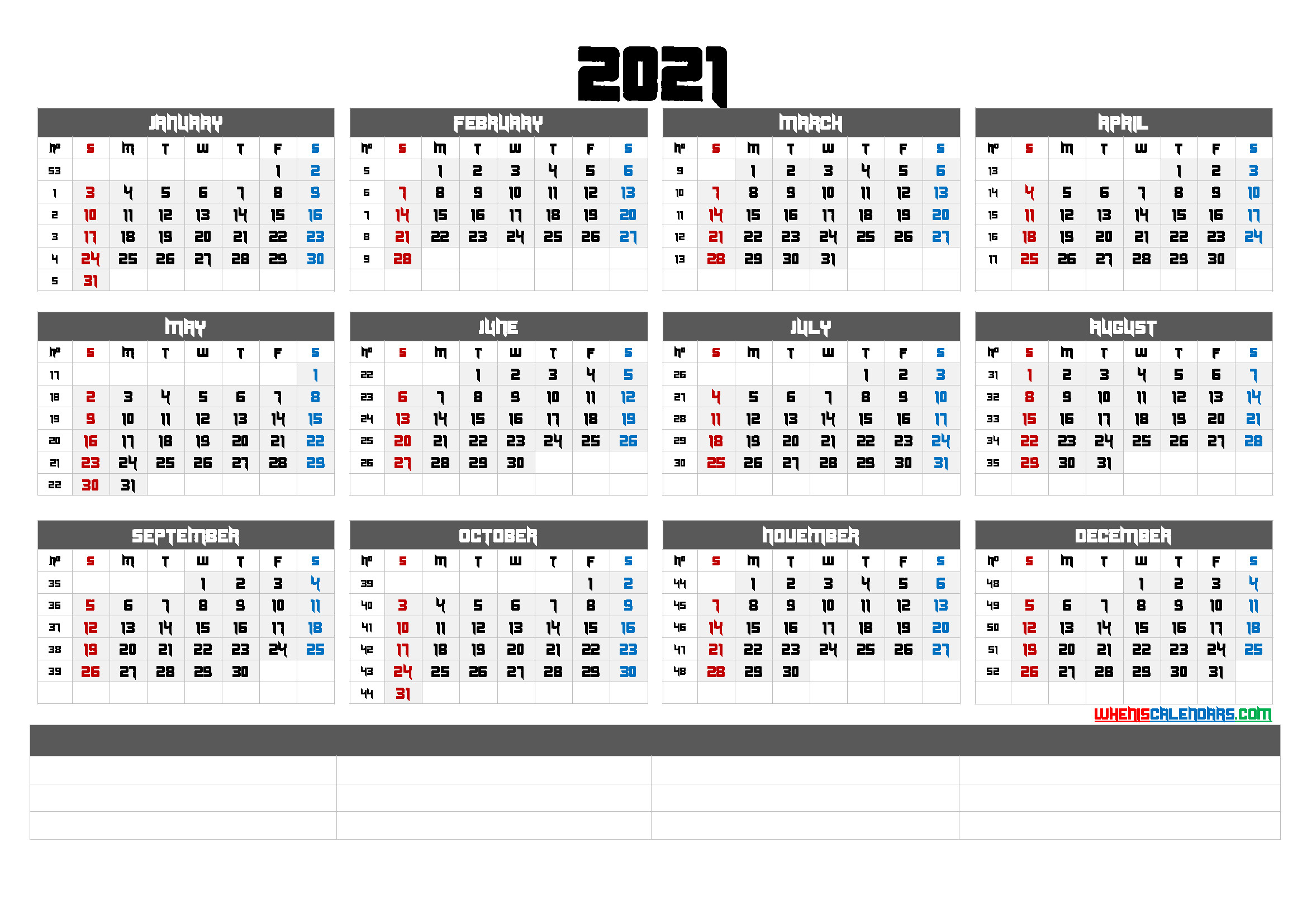 2021 12 Month Printable Calendar Free / Buy 12-Month Large-12 Month 2021 Printable Calendar