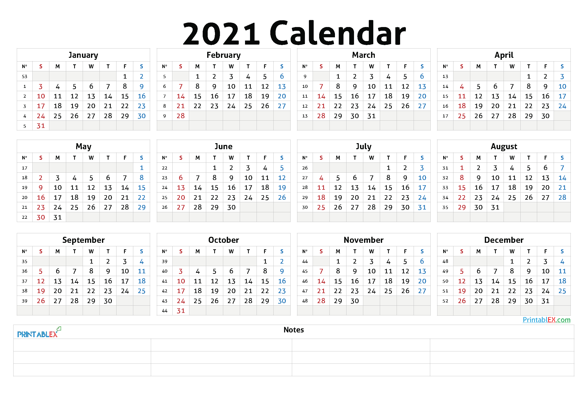 2021 Annual Calendar Printable - 21Ytw47-Calendar Template 2021 Printable Free