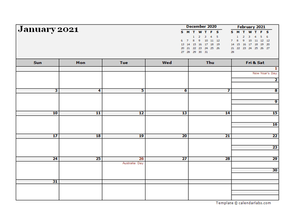 2021 Australia Calendar For Vacation Tracking - Free-Excel Vacation Calendar Template 2021