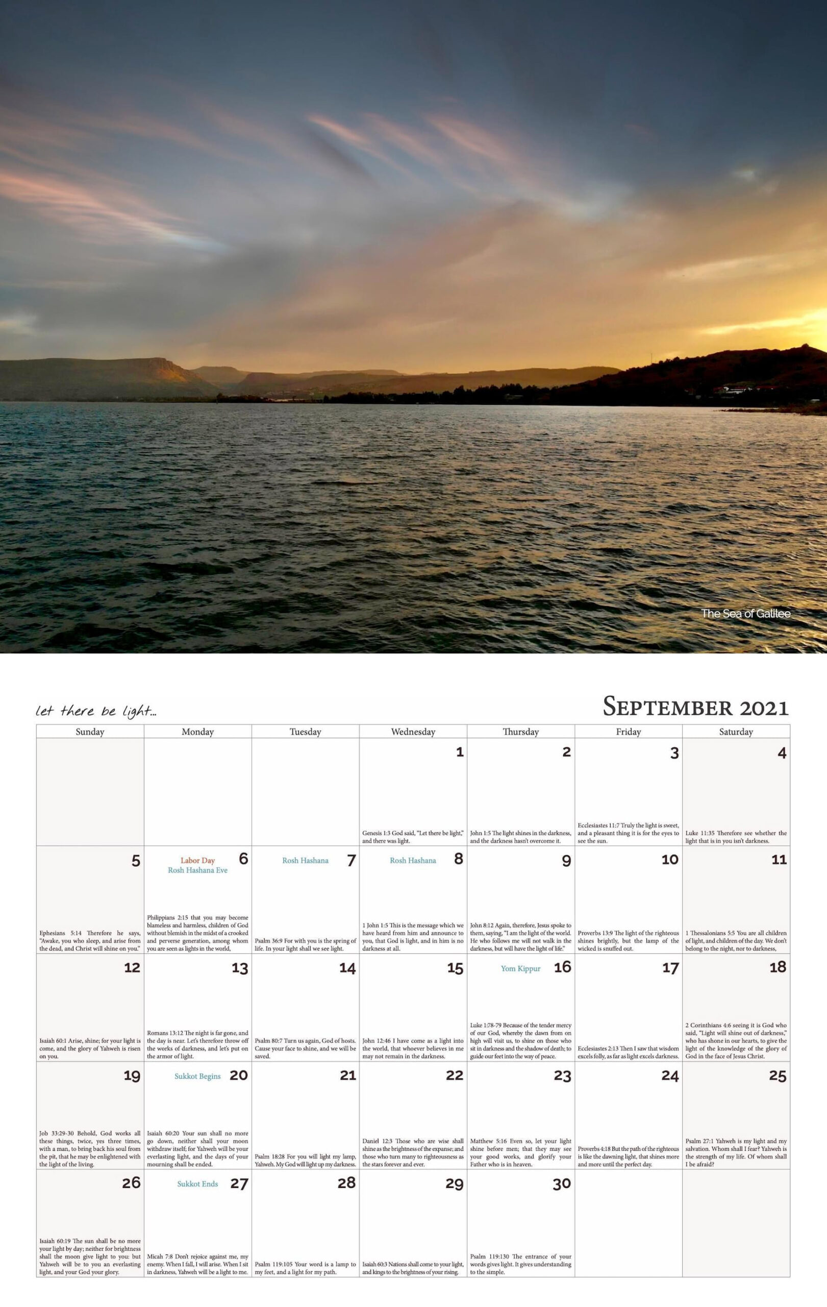 2021 Calendar - Northern Israel - Sergio And Rhoda In Israel-Jewish Christian Calendar 2021